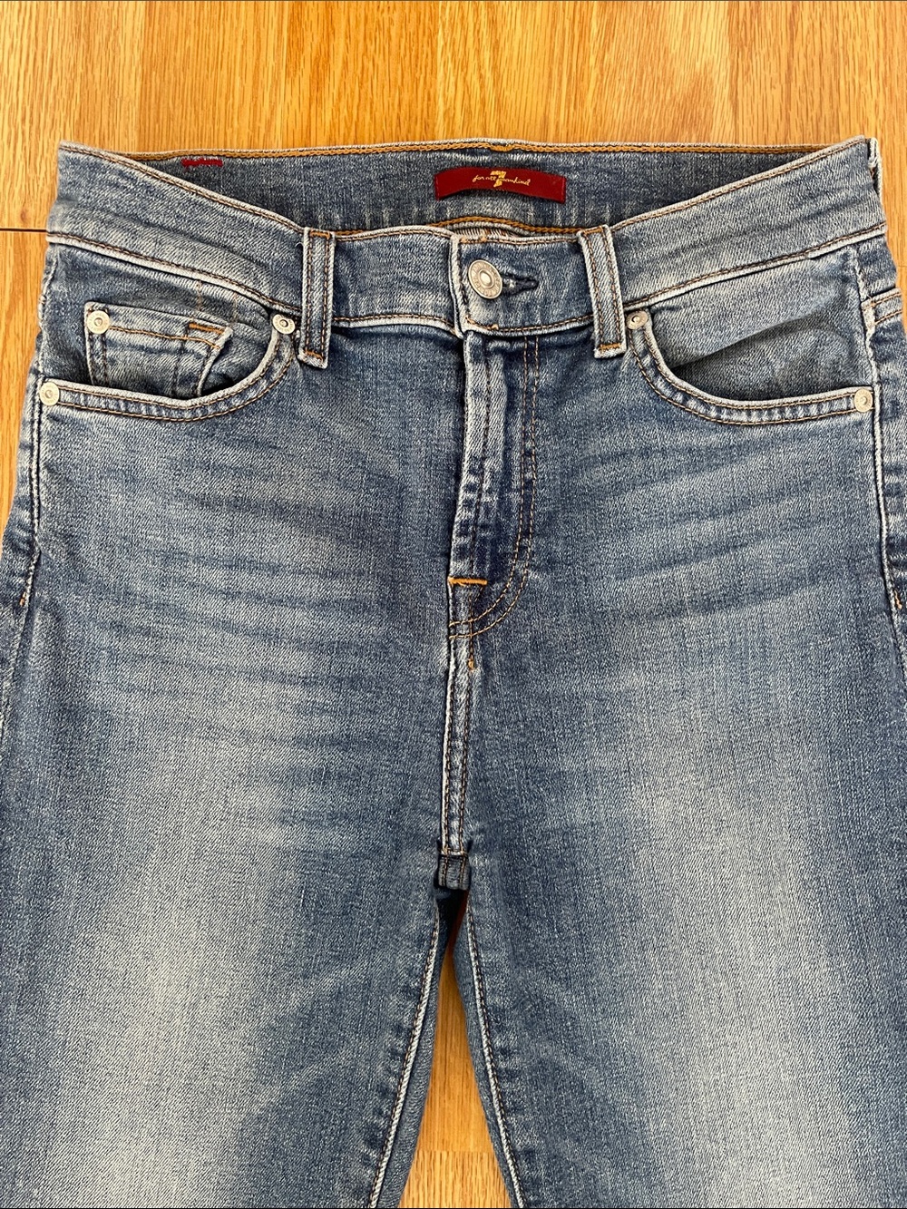 7 For All Mankind- Medium Blue Flare Jeans - Picture 2 of 6